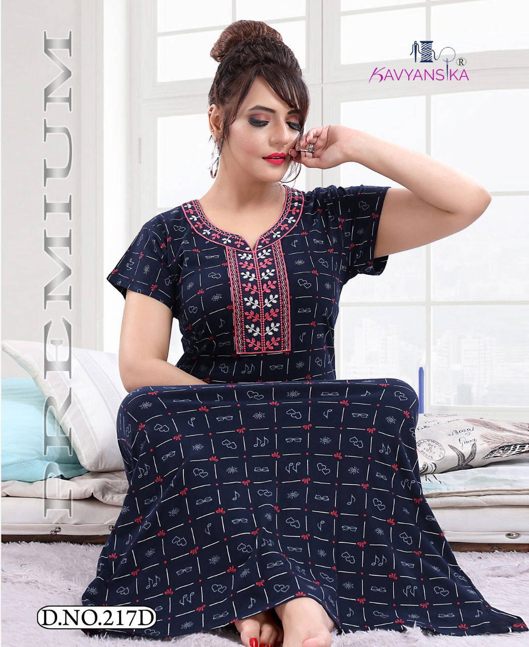 Kavyansika 217 Premium Latest Fancy Designer Embroidery Printed Nighty Collection